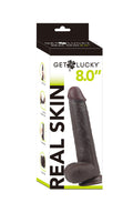 Get Lucky Real Skin 8" Dual Layer Dildo Dark Brown