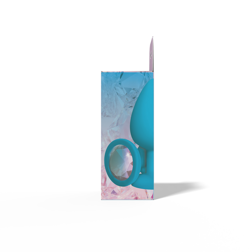 Gemma Clear Iridescent Gem Teal Silicone Plug - L