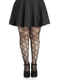 Plus Bow Net Tights - 1x 2x - Black