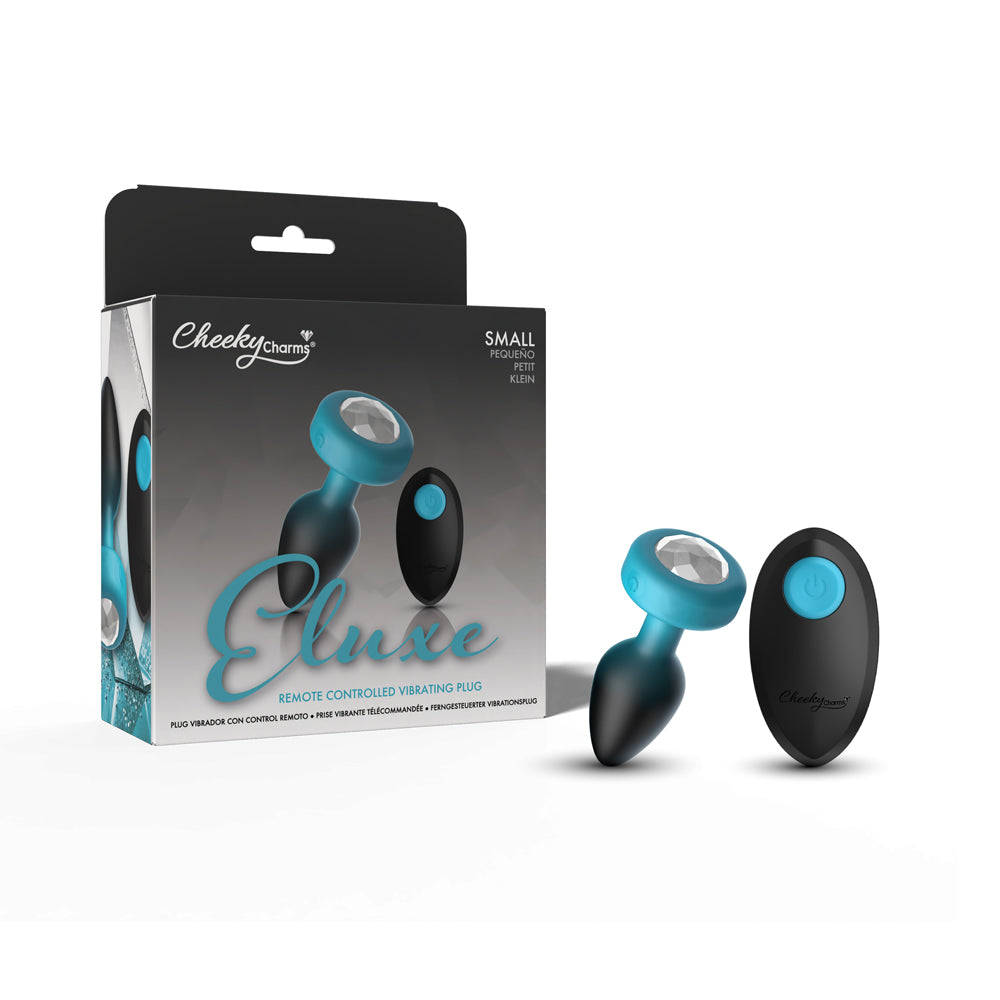 Eluxe Vibrating Clr Gem Bluombre Plug Sm With Remote