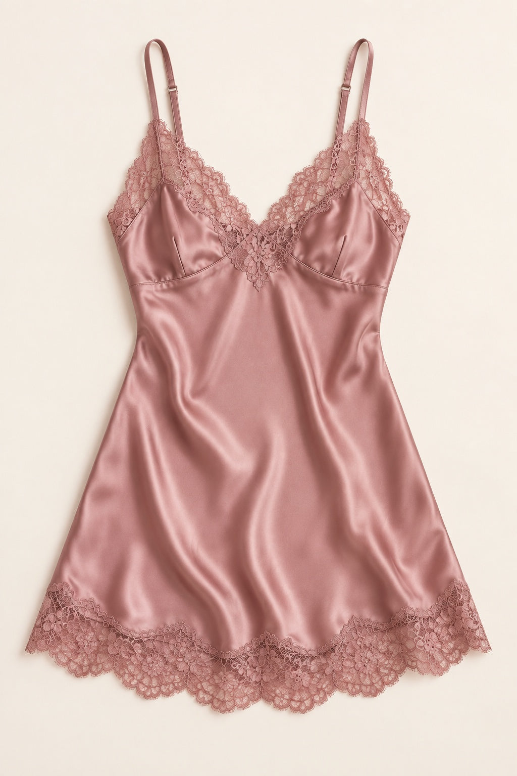 Rose Ember Satin Chemise — AI-generated fictional demo product