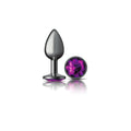 Purple Round Gem Gunmetal Metal Plug - Sm