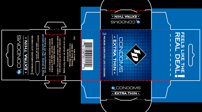 ID Extra Thin Condoms - 3 Pack
