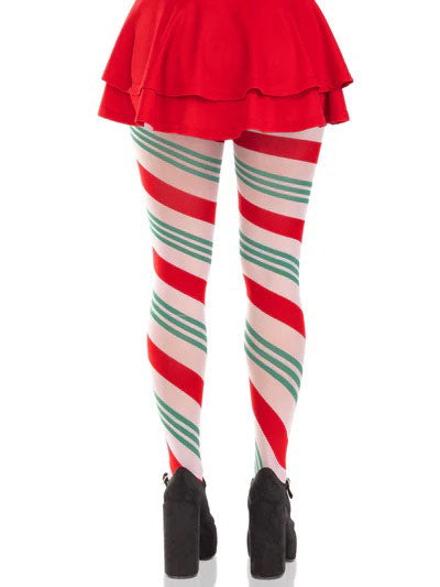 Lane Holiday Ribbon Striped Tights - Green/red - Os